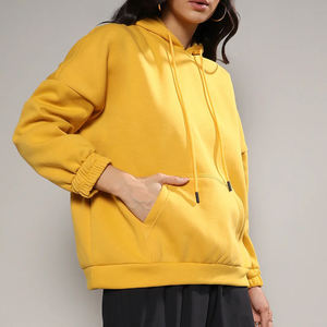 Sweat à capuche respirant et uni pour femmes, en coton doux de haute qualité, pour l'hiver, à manches longues et anti-boulochage, avec logo sur le devant - Product Image 3