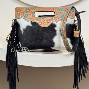 Vente en gros de conception personnalisée sac à bandoulière de grande capacité de haute qualité usiné à la main sacs à bandoulière à franges en cuir de vachette - Product Image 1