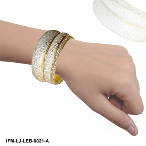 Handcrafted Brass Bangles Set 3 for Women <b>Silver</b> Textured Inlay Metallic Leather-Look Statement <b>Brackets</b> Stylish Trendy Party - Product Image 4