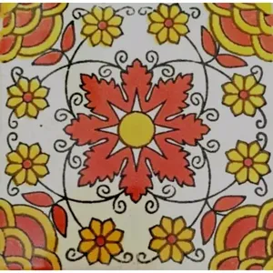 C #091กระเบื้องเซรามิกทำด้วยมือเม็กซิกันศิลปะโมเสค Talavera ที่มีอิทธิพลสเปนขัดสำหรับห้องนอนหรือห้องนั่งเล่นใช้ในห้องนอน - Product Image 1