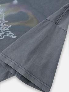 เสื้อยืดลำลองแนวสตรีทผ้าคอตตอน100% โลโก้ด้านหน้าทรงหลวมเข้ารูป - Product Image 4