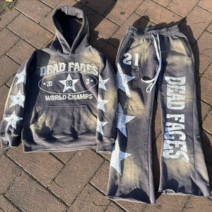 Meilleur prix 100% coton hiver lourd en détresse pull à capuche thermique à la mode personnalisé vêtements de rue soleil fondu impression - Product Image 5