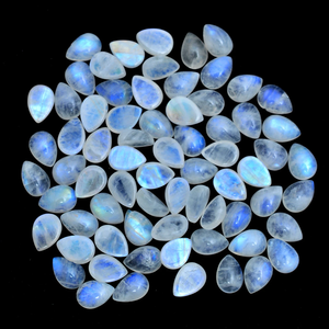 Blanc arc-en-ciel bleu feu pierre de lune 7x10mm poire lisse Cabochon naturel semi-précieux pierre précieuse lâche dos plat Cabochon pour bijoux - Product Image 3