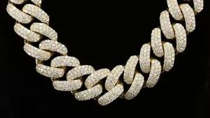 Solid 925 Sterling Silver MOISSANITE Necklace Rhodium Finish Cuban Link <b>Chain</b> Passes Diamond Tester-Available Yellow Rose <b>Gold</b> - Product Image 3