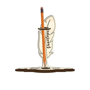 Personalized Engraved Feather Wood Pencil Holder Unique <b>Desk</b> <b>Organizer</b> Student/Teacher Gift Stylish Office Decor. - Product Image 1