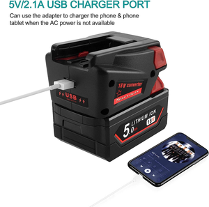 Adaptador convertidor de batería de litio para herramientas eléctricas, batería de 18V con puerto de carga USB, material ABS, convierte diferentes marcas de herramientas - Product Image 4