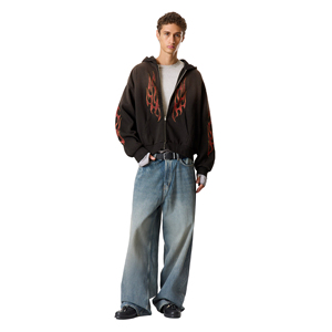 Sweat à capuche zippé personnalisé pour homme en molleton de coton épais, brodé, teint uni, écologique, coupe classique, style streetwear - Product Image 1