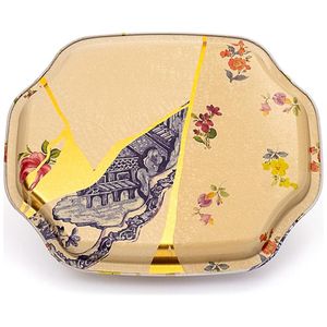Kintsugi ถาดดอกไม้หลอดเลือดดำสีทองตกแต่งด้วยขอบหยักโค้ง160x190มม - Product Image 2