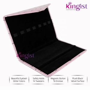 กล่องแหนบแม่เหล็กสำหรับต่อขนตาปลอมแบบแม่เหล็กพิมพ์ลายขนตาสีโรสโกลด์ - Product Image 6