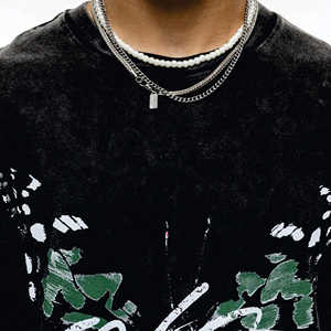 Venta al por mayor de impresión personalizada de los hombres Hip Hop Fitness camiseta Vintage de gran tamaño de hombro caído de punto de diseño de talla grande 100% algodón - Product Image 5