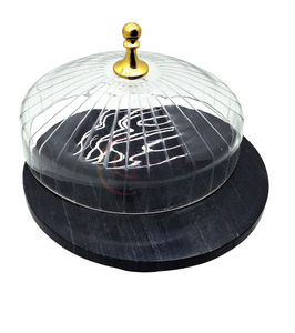 European Design Black Marble <b>Cake</b> <b>Stand</b> with <b>Glass</b> Dome Hot Selling Pastry Tools for Christmas for Serving <b>Cake</b> Cookies - Product Image 1