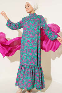 Nouvelle saison Satin femmes été modeste ethnique islamique robe Dubaï musulman caftan tunique avec Abaya Style fabriqué en Turquie - Product Image 6