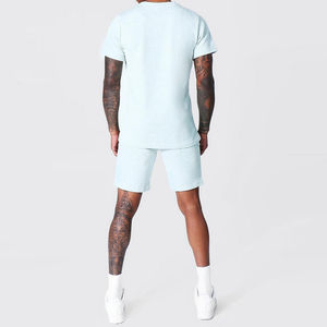 OEM personnalisé 2024 hommes microfibre été 2 pièces coton à manches courtes t-shirt et short ensemble respirant grande taille imprimé conception - Product Image 2