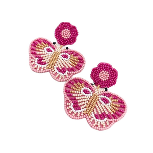 Último elegante pendiente colgante de mariposa bordado con cuentas hecho a mano con joyería de declaración multicolor, ligera y caprichosa - Product Image 6