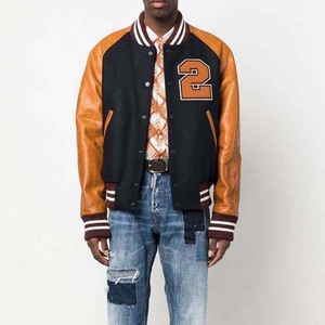 Vestes de baseball personnalisées de haute qualité pour hommes patchs de logo brodés support haute rue laine cuir manches haute conception de rue - Product Image 2