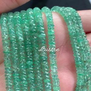 Cuentas de piedra Rondelle facetadas de Esmeralda de Zambia Natural, hebra personalizada, fabricación de joyas hechas a mano, cuentas de esmeralda de 3,5-4,5mm - Product Image 1