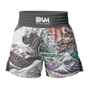 Pantalones Cortos de MMA con Estampado Floral Personalizado para Hombre, Bordados, para Entrenamiento Sin Gi, Ropa de Gimnasio, Decoración con Volantes, Cintura Alta con Cordón Ajustable - Product Image 3