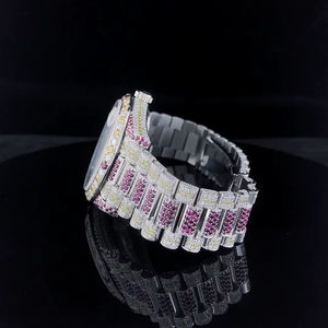 Reloj de Oro Blanco con Diamantes de Circonia Cúbica con Claridad VVS, Estilo Hip Hop, para Hombre, de Fábrica Directa, Calidad de Marca - Product Image 2