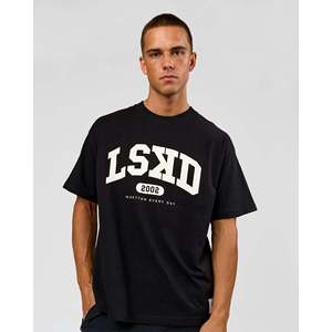 T-shirt Varsity Oversize Lourd EST - Noir/Blanc cassé 100% Coton Biologique - Product Image 1