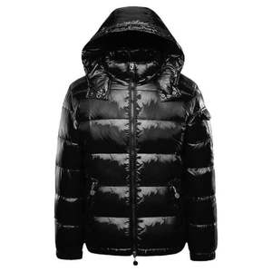 Veste matelassée matelassée brillante et coupe-vent pour hommes, veste matelassée à capuche épaisse noire, nouvel arrivage - Product Image 1