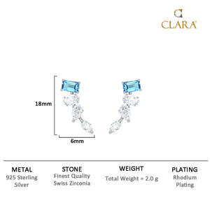 NOVAMART Fine Vintage Trendy <b>Stud</b> <b>Earrings</b> 925 Sterling Silver <b>Emerald</b> Cut Diamond Rose Gold Plated Jewelry for Party Engagement - Product Image 6
