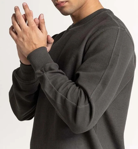 Premium Quality Heavyweight 100% Cotton Embroidered Custom Logo Fleece Crewneck Pullover Sweatshirt Men Winter Windproof BROOXLY - Product Image 5