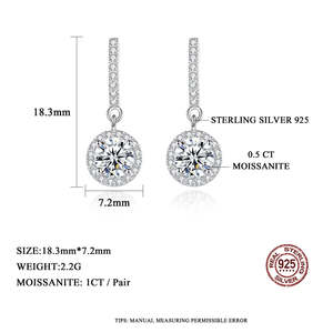 ต่างหูเพชรโมอิสซาไนต์ทรงหยดน้ำ 1 กะรัต เงินแท้ S925 รับรองโดย GRA - Product Image 1