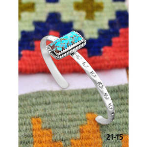 Southwest Handmade No.8 Fashion <b>Cuff</b> <b>Bracelet</b> Turquoise & Sterling <b>Silver</b> Elegant & Stylish - Product Image 2