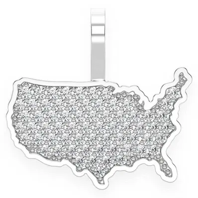 Personalizado Nuevo Estilo Hip Hop Alta Calidad 10K Oro Amarillo Estados Unidos De América Mapa Diseño Diamante Natural Colgante Personalizado Joyería