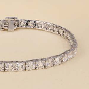 Round Cut Lab Grown Diamond Sterling <b>Silver</b> & Gold Tennis <b>Bracelet</b> 10.12 TCW VS Clarity EF Color Hallmarked Elegant Luxurious - Product Image 4