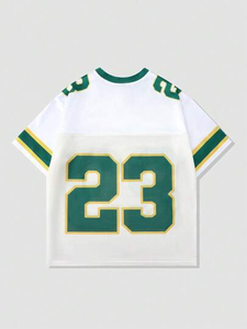 Camiseta de fútbol americano personalizada para hombre, ropa deportiva transpirable de malla, uniforme de equipo con rayas verdes y amarillas, número personalizado, servicio OEM - Product Image 2