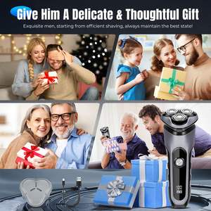 Afeitadora Eléctrica Recargable, Uso en Seco y Húmedo, Impermeable IPX7, Recortadora con Cabezal Flexible Rotatorio, Afeitadora Facial Inalámbrica, Lavable - Product Image 6
