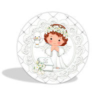 Décorations de fête pour bébé, baptême, anniversaire, impression de dessins animés avec fond circulaire en tissu cylindrique