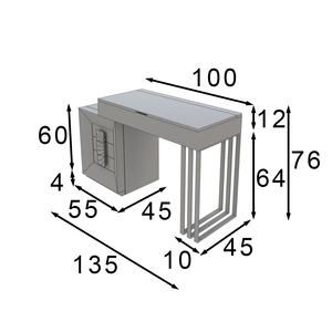 Elegante juego de tocador de maquillaje lacado en oro blanco MDF Escritorio de maquillaje ligero con cajones taburete espejo incluido para vestidor de dormitorio - Product Image 5