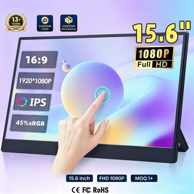 New Portable IPS Monitor 15.6" 1080P 10-Point Touchscreen Dual Screen Built-in Speaker Anti-Blue Light HDR Laptop Extend