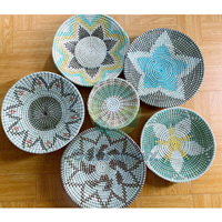 Panier de rangement mural tressé en jonc de mer artisanal unique 2025 D35cm – Décoration multifonctionnelle pour la maison, cadeau, origine Vietnam