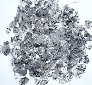 ธรรมชาติสีดํา Rutile ควอตซ์อัญมณีหลวม cabochon ผสมขนาดและรูปร่างจํานวนมากคริสตัล Cabochon สําหรับขายคริสตัลธรรมชาติ - Product Image 6