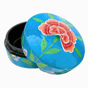 Hand-Painted Kashmiri Paper Mache Trinket <b>Boxes</b>: Luxurious <b>Keepsakes</b> for Your Jewelry Collection - Product Image 1