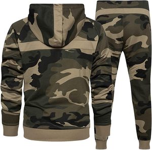 Conjunto Deportivo Unisex de 2 Piezas, Corte Ajustado, Lavado Ácido, Camuflaje, con Sudadera con Capucha, Logotipo y Color Personalizables, Material de Poliéster/Algodón, Alta Calidad - Product Image 3