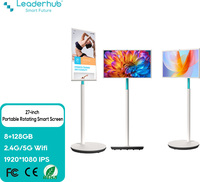 Leaderhub Rolling Tv Screen 27 Inch With Min Stand on Wheels Pantalla táctil Portable Smart TV