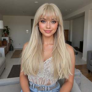 Jude-DWY MiraScalp Sliky Glueless Synthetic <b>Wig</b> Long Straight with Transparent Lace Color - Product Image 1