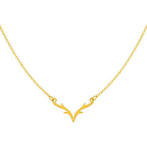 Collar con colgante de asta de ciervo de plata estampada con baño de oro para mujer, de aleación de latón y zinc, con diseño de amantes de los animales y hoja de diamante, regalo - Product Image 3