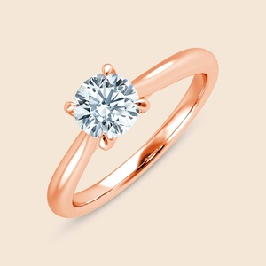 Bague ronde sculptée en forme d'arche avec un diamant rond de laboratoire F-VS de 0,3 carat en or massif 14 carats, idéale pour les occasions spéciales et les soirées. - Product Image 3