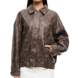 Chaqueta de Cuero Genuino y Lona para Mujer, Diseño Moderno, Alta Calidad, Manga Larga, Logotipo Personalizado, Transpirable, Secado Rápido, Tejido Informal - Product Image 1