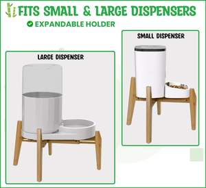 <b>Dog</b> Water <b>Bowl</b> Dispenser <b>Stand</b> - Adjustable Width, Holds Pet Food and Water Dispensers - Bamboo <b>Stand</b> Only - Product Image 3