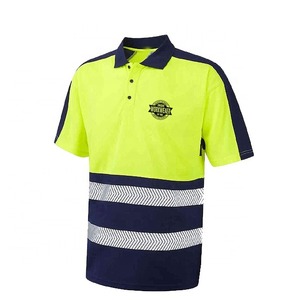 Polo de seguridad reflectante de alta visibilidad, camisas de trabajo de construcción con cuello levantado de bolsillo, OEM, hechas a medida - Product Image 6
