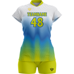 Conjunto de Uniforme de Voleibol Personalizado para Mujer, Poliéster con Impresión por Sublimación, Manga Corta, Cuello en V, Uniforme de Equipo, Secado Rápido, Transpirable, para Entrenamiento - Product Image 1