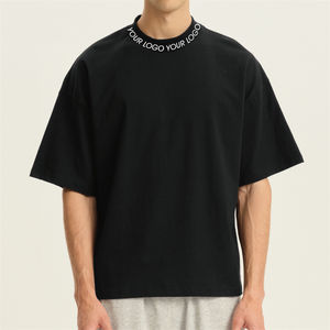 100% coton hommes femmes T-Shirt 300g poids lourd à manches courtes 100% coton solide polyvalent Simple bas chemise col ample - Product Image 6