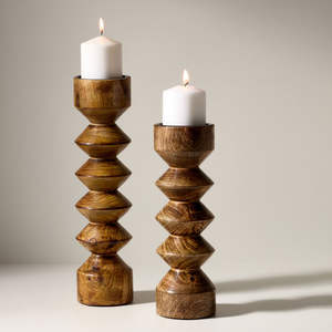Portavelas de madera de lujo, soporte para velas de pilar, decorativo, hecho a mano, de madera artesanal. - Product Image 1