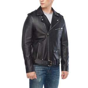 Manches longues poches zippées de haute qualité vestes en cuir PU de style fourrure pour hommes veste en cuir de sport Service personnalisé OEM - Product Image 2